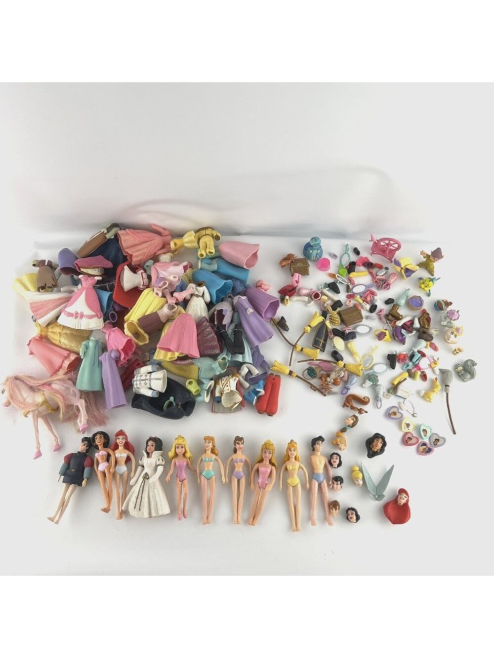 Disney Parks Princess Polly Pocket 10 Dolls Extra Heads Clothes Accessories